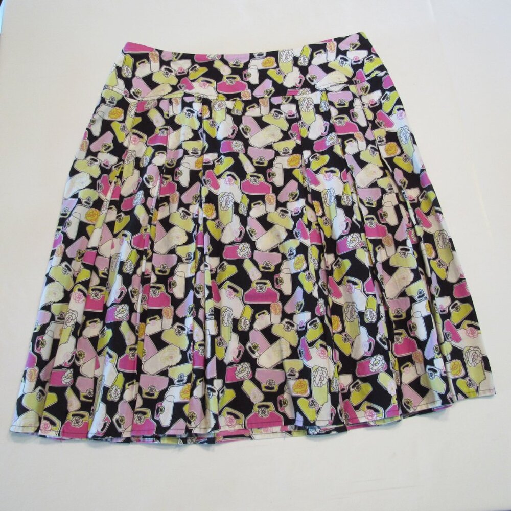 Liz Claiborne Pleated Skirt with Purses/Handbag Design Size 14 Black/Pink/Green - Picture 2 of 6